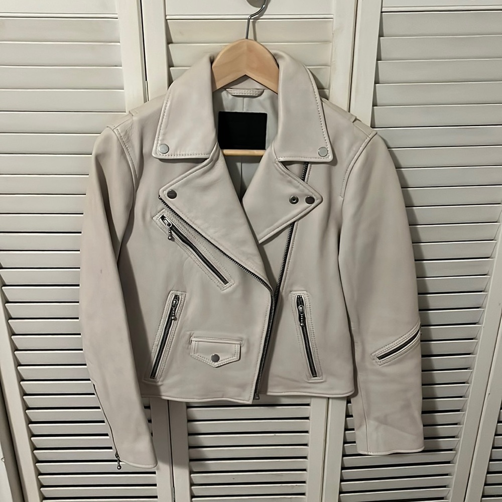 Riley Leather Biker Jacket white US 4